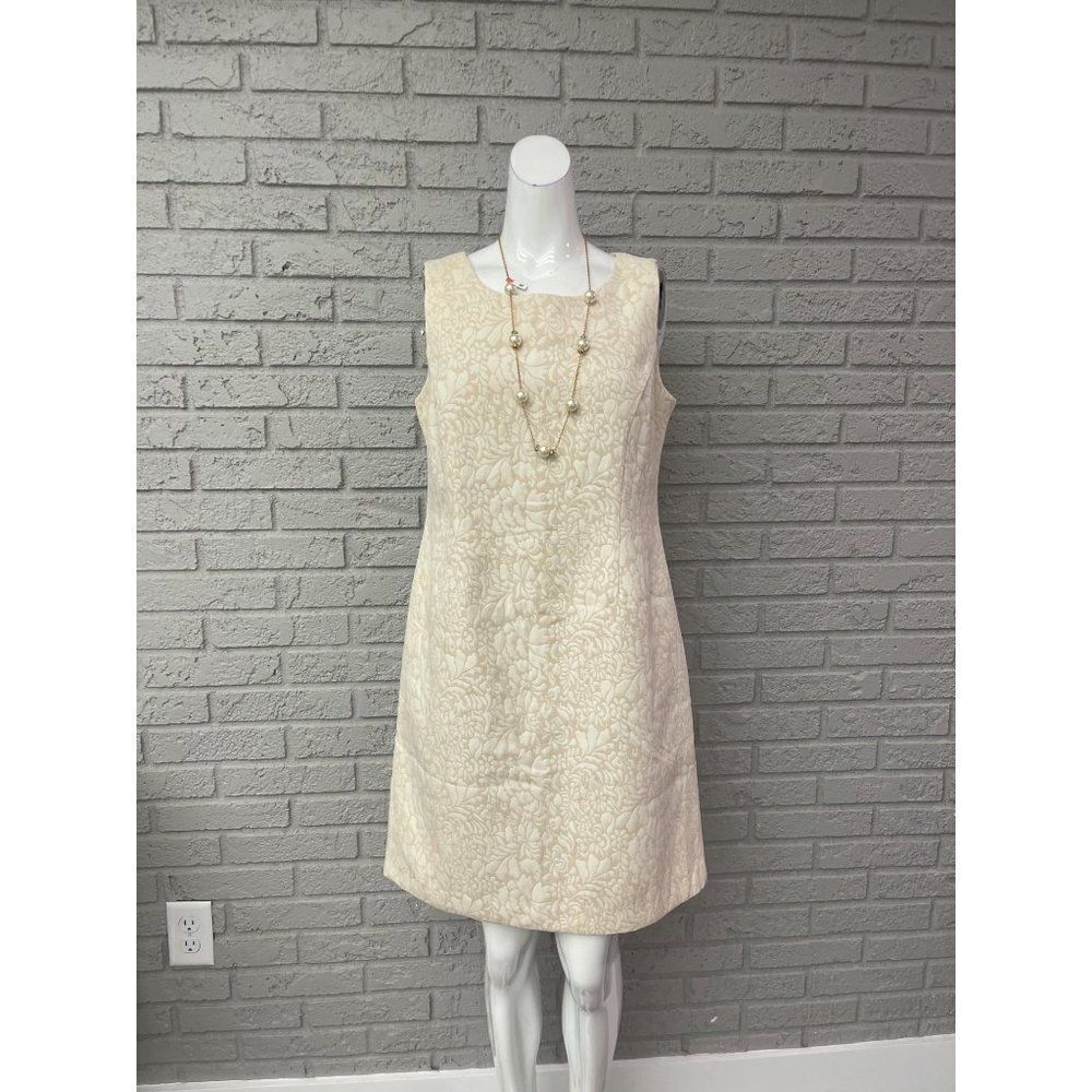 Coldwater Creek Ivory Floral Embossed Sheath Dress Size P10